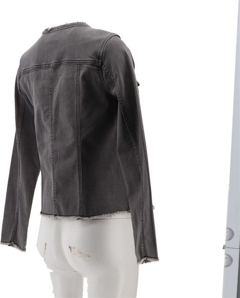 LOGO Lori Goldstein Denim Jacket Frayed Edges Grey Wash A397995D - Picture 6 of 8